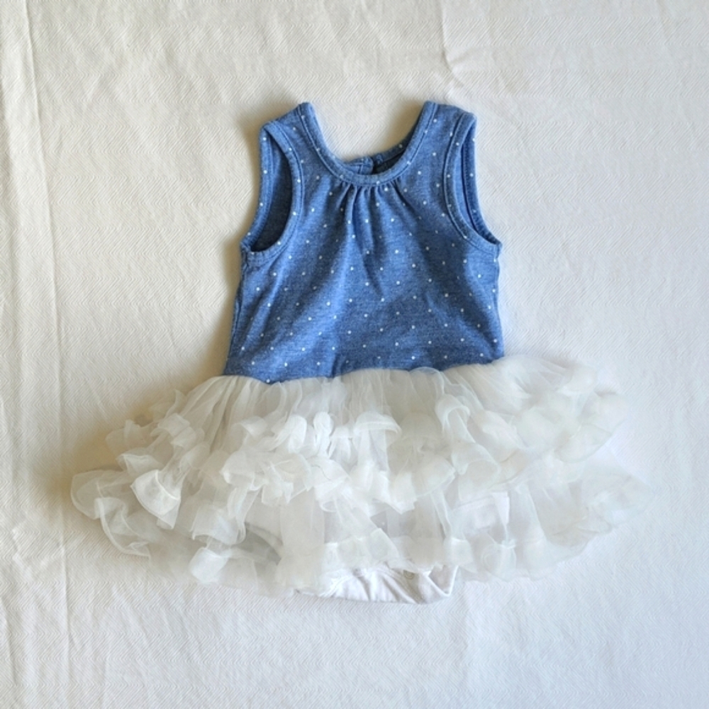 george blue & white baby girl tutu bodysuit dress 0-3 months baby girl